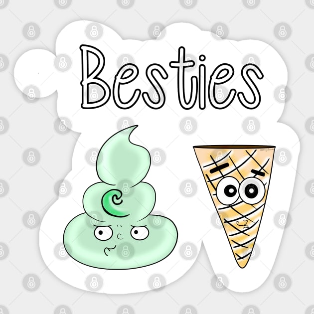 Besties_Mint Sticker by DitzyDonutsDesigns